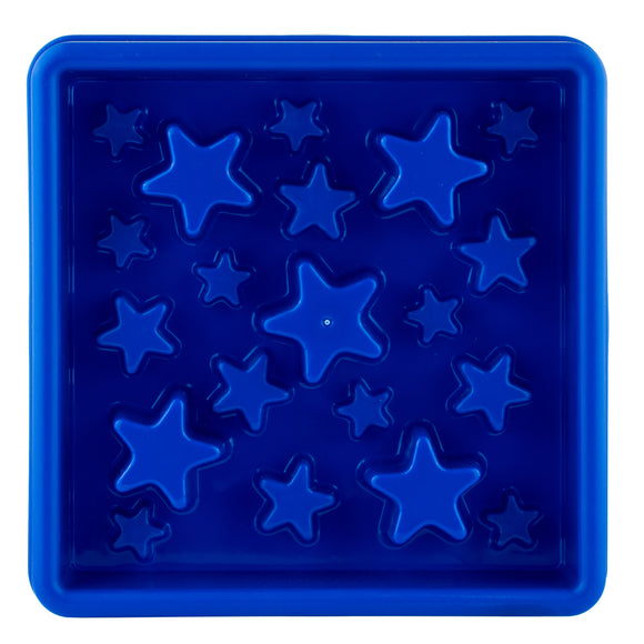 Eat Slow Live Longer Star Square Dog Bowl 30cm – Red, Anti-Gulping Design with Star Pattern