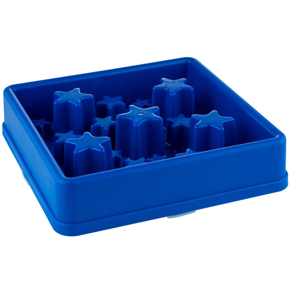 Eat Slow Live Longer Star Square Dog Bowl 30cm – Red, Anti-Gulping Design with Star Pattern