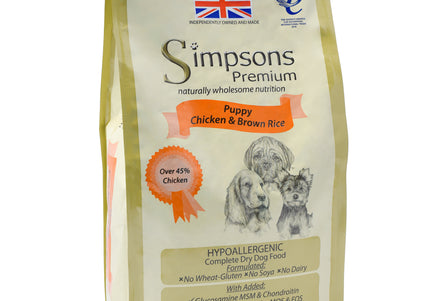 Simpsons Premium Puppy Chicken & Brown Rice – Complete Balanced Food, 2kg Bag