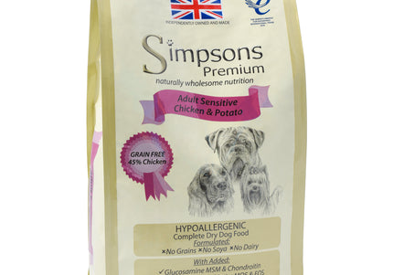 Simpsons Premium Adult Sensitive Chicken & Potato Dog Food – Hypoallergenic Recipe, 2kg