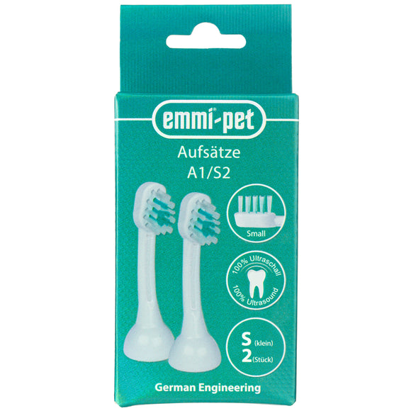 Emmi-Pet Ultrasonic Brush Heads S – Small Replacement Heads, 2 Pack, Gentle Cleaning