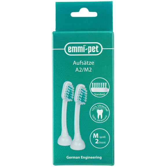 Emmi-Pet Ultrasonic Brush Heads M – Replaceable Large Heads, 2 Pack, Gentle Cleaning