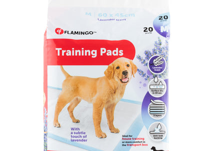 Flamingo Training Pads Lavender S – Hygienic Absorbent Mats with Lavender Scent, 20 Pack