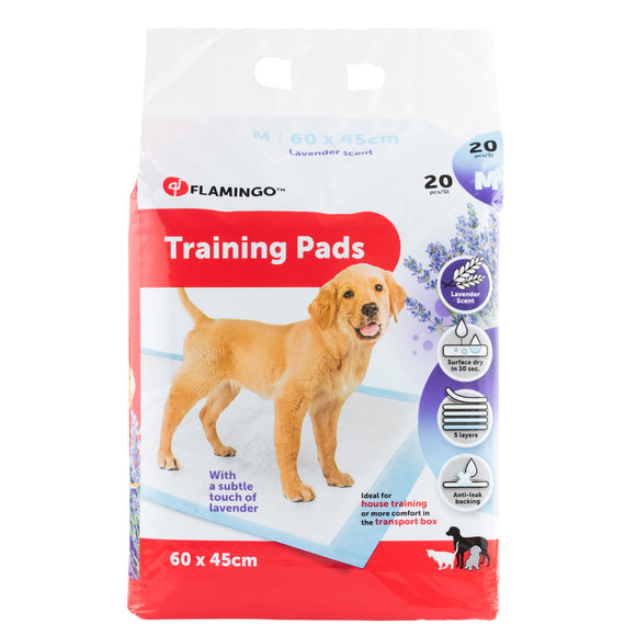 Flamingo Training Pads Lavender S – Hygienic Absorbent Mats with Lavender Scent, 20 Pack