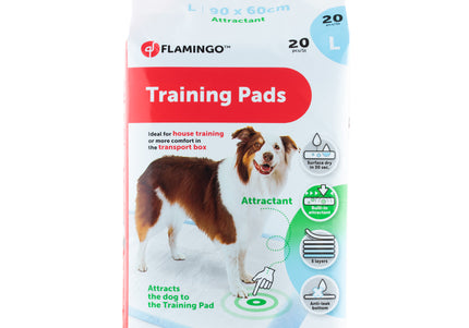Flamingo Training Pads – Large Absorbent Pee Mats with Attractant, 20 Pack