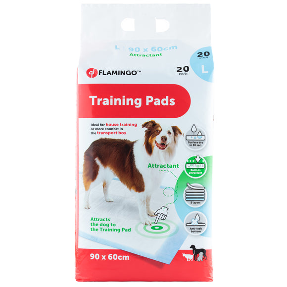 Flamingo Training Pads – Large Absorbent Pee Mats with Attractant, 20 Pack