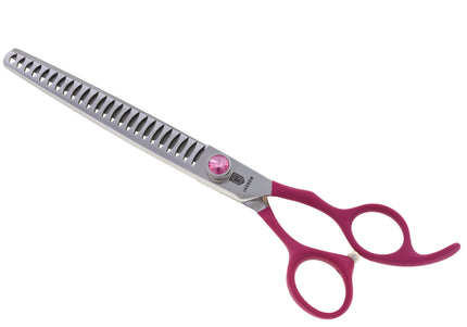 Jargem Fuchsia Chunkers 7.5" – Single-Sided Thinning Shears with Satin Handle and Decorative Screw, 24 Teeth