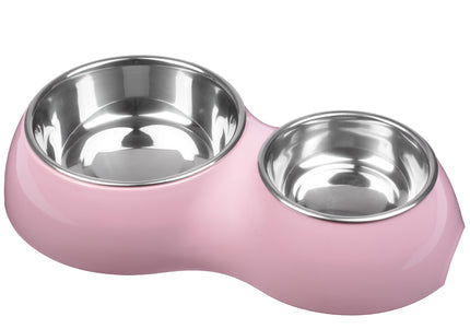 Flamingo Royal Doblo Double Bowl – Non-Slip Ivory Feeding Set with Stable Base