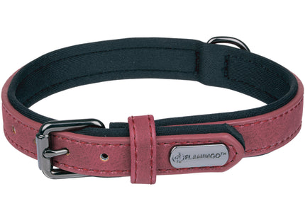Flamingo Delu Red Dog Collar – Eco-Leather and Neoprene Lined, XS, Comfortable Fit