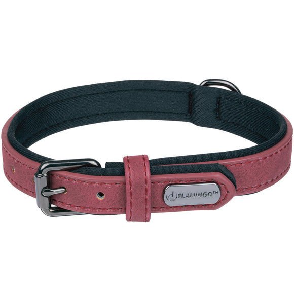 Flamingo Delu Red Dog Collar – Eco-Leather and Neoprene Lined, XS, Comfortable Fit
