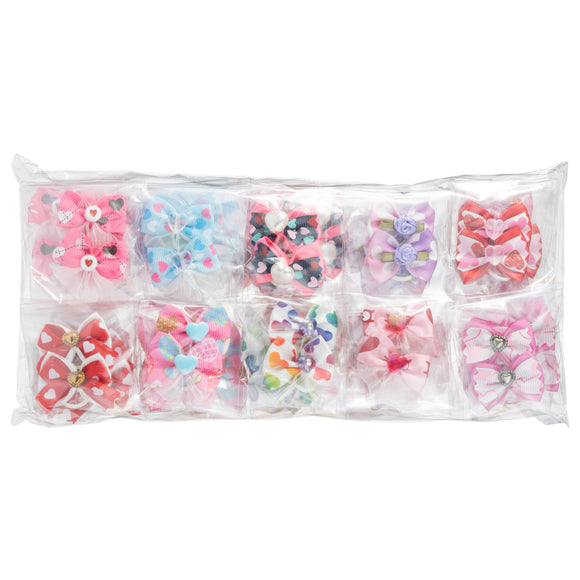 Groom Professional Love Heart Grooming Bows – Heart-Shaped Decorative Set, 100 Pack