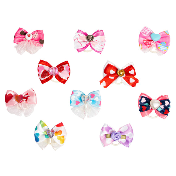 Groom Professional Love Heart Grooming Bows – Heart-Shaped Decorative Set, 100 Pack