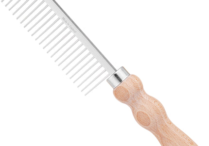 Large HPP Grooming Comb with Wooden Handle – Wide Gap, Durable Design