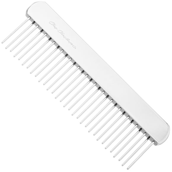 Chris Christensen Buttercomb 011 Staggered Tooth Metal Comb – Dual Row Design, 6 Inch, Detangles Mats Easily