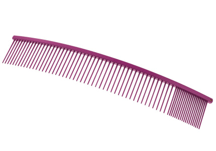 Show Tech Curved Grooming Comb 25cm – Lightweight Purple Finishing Tool with Mixed Pin Spacing