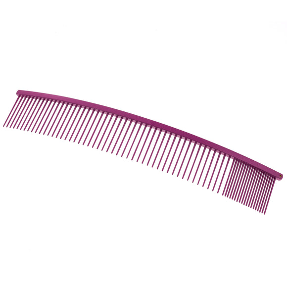 Show Tech Curved Grooming Comb 25cm – Lightweight Purple Finishing Tool with Mixed Pin Spacing