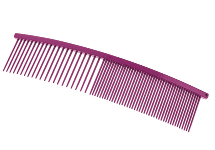 Show Tech Curved Finishing Comb 19cm – Mixed Pin Spacing, Ergonomic Purple Design