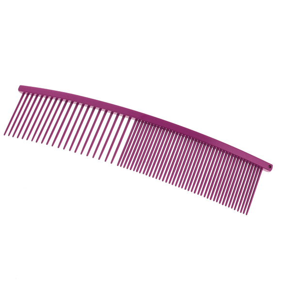 Show Tech Curved Finishing Comb 19cm – Mixed Pin Spacing, Ergonomic Purple Design