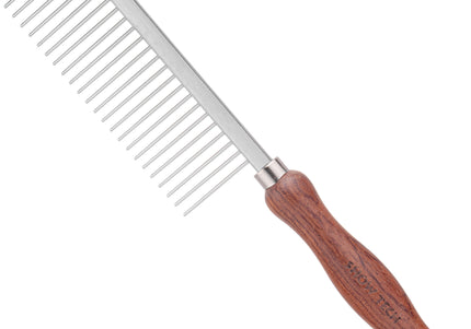 Show Tech Metal Grooming Comb with Wooden Handle – Extra Wide Gap, Durable Design