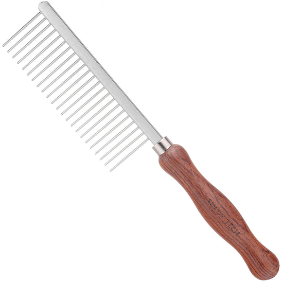 Show Tech Metal Grooming Comb with Wooden Handle – Extra Wide Gap, Durable Design