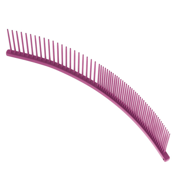 Show Tech Curved Finishing Comb 19cm – Mixed Pin Spacing, Ergonomic Purple Design