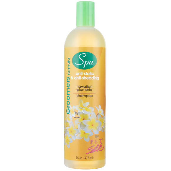 Pet Silk Spa Formula Hawaiian Plumeria Shampoo – Antistatic Concentrate, Reduces Shedding, Lei Flower Scent, 473ml