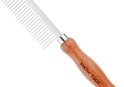 Show Tech Metal Grooming Comb – Wide Gap Teeth with Ergonomic Wooden Handle