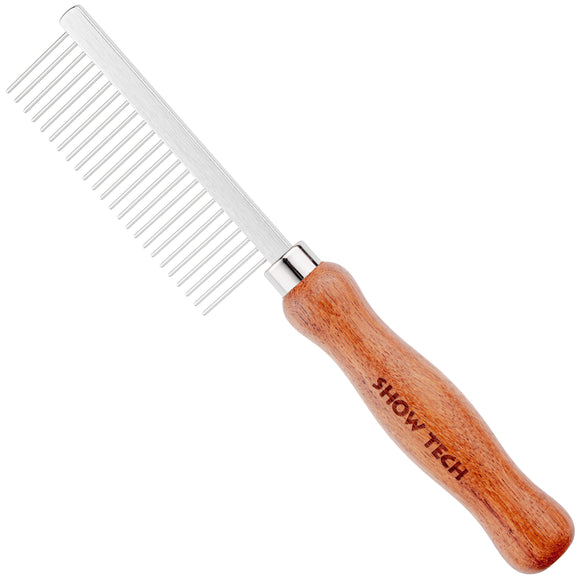 Show Tech Metal Grooming Comb – Wide Gap Teeth with Ergonomic Wooden Handle