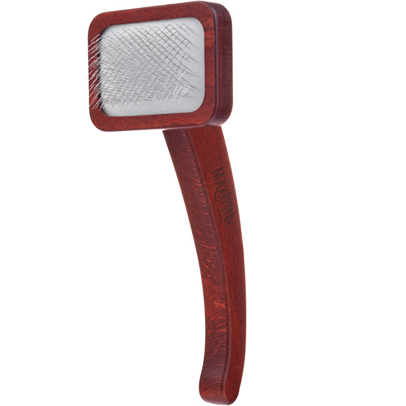 Maxi-Pin Slicker Brush Small – Solid Beech Wood Poodle Brush with Comfortable Handle