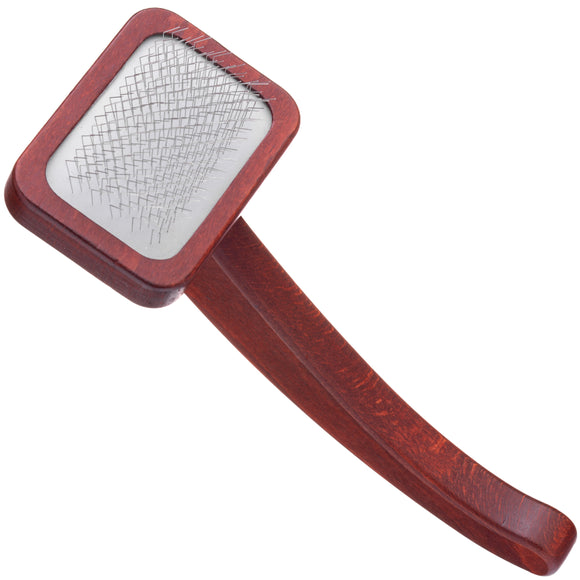 Maxi-Pin Slicker Brush Small – Solid Beech Wood Poodle Brush with Comfortable Handle