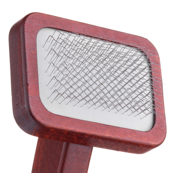 Maxi-Pin Slicker Brush Small – Solid Beech Wood Poodle Brush with Comfortable Handle