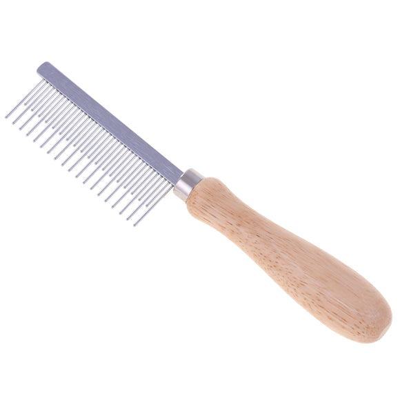 Miranda Metal Grooming Comb with Wooden Handle – Mixed Spacing, Durable Design
