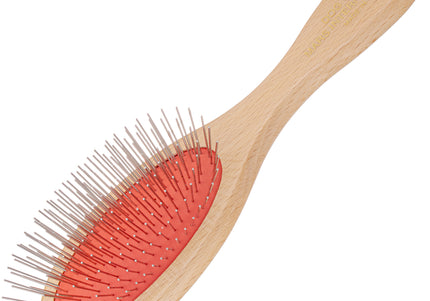 Mars Professional Grooming Brush – Solid Metal Pin Brush with Wooden Handle, Large Size