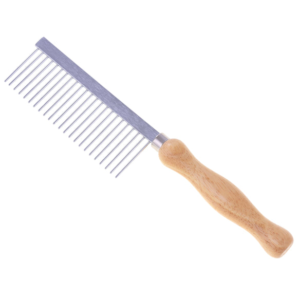 Miranda Large Metal Grooming Comb with Wooden Handle – Wide Tooth Design, Durable Build