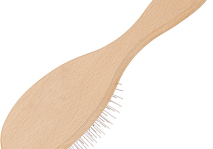 Mars Professional Grooming Brush – Solid Metal Pin Brush with Wooden Handle, Large Size