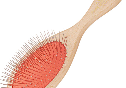 Mars Professional Grooming Brush – Solid Metal Pin Brush with Wooden Handle, Large Size