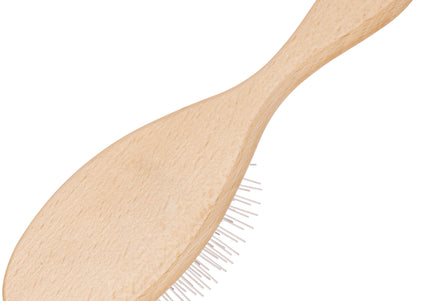 Mars Professional Grooming Brush – Solid Metal Pin Brush with Wooden Handle, Large Size