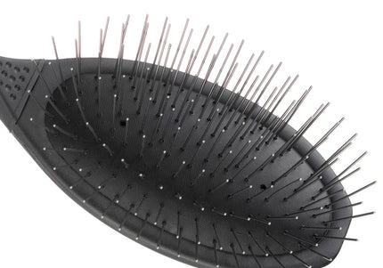 Show Tech Ultra-Pro Black Long Pin Brush – Large Medium-Hard Grooming Brush with Long Metal Pins