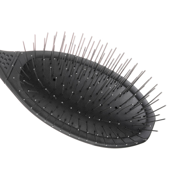 Show Tech Ultra-Pro Black Long Pin Brush – Large Medium-Hard Grooming Brush with Long Metal Pins