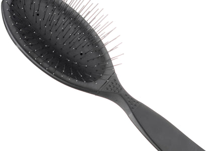 Show Tech Ultra-Pro Black Long Pin Brush – Large Medium-Hard Grooming Brush with Long Metal Pins