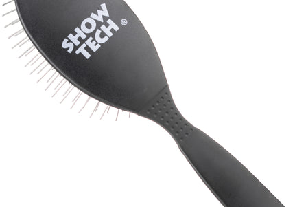 Show Tech Ultra-Pro Black Long Pin Brush – Large Medium-Hard Grooming Brush with Long Metal Pins