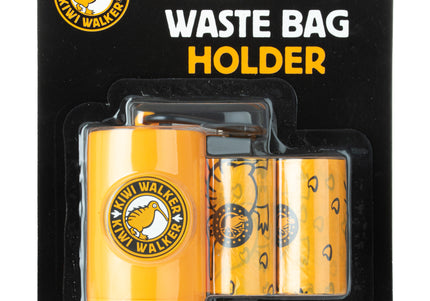 Kiwi Walker Waste Bag Holder – Compact Dispenser with Two Rolls, Durable Orange Design