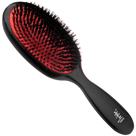 Yento Real Boar Bristle Brush – Medium Size, 20.5cm, Gentle Coat Smoothing