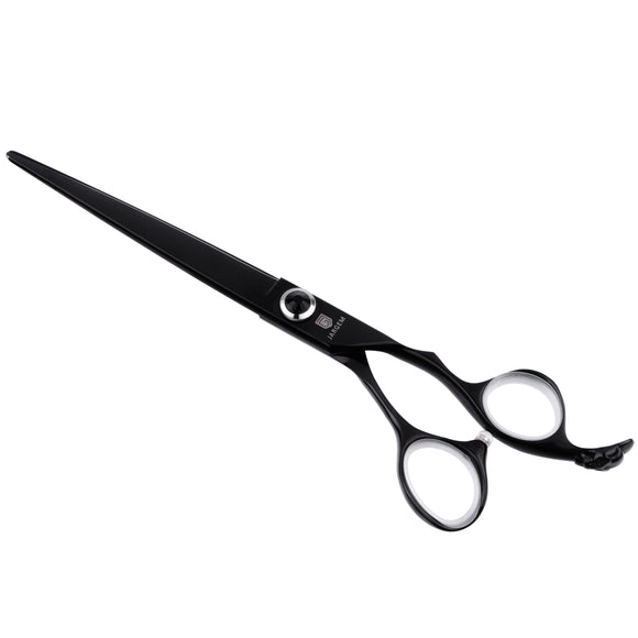 Jargem Black Skull Scissors 7" – Straight Grooming Shears with Black Coating and Decorative Handle
