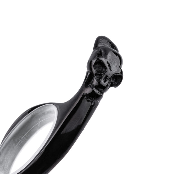 Jargem Black Skull Scissors 7" – Straight Grooming Shears with Black Coating and Decorative Handle