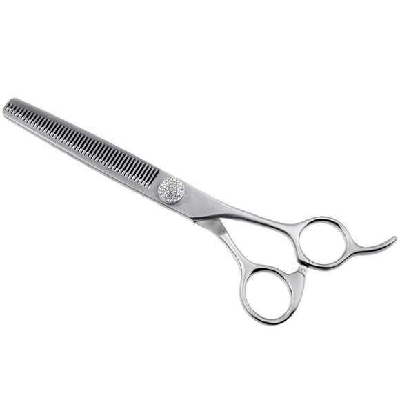 Jargem Mat Brilliant Blenders 6.5" – Elegant Single-Sided Thinning Shears, Decorative Diamond Screw, 45 Teeth