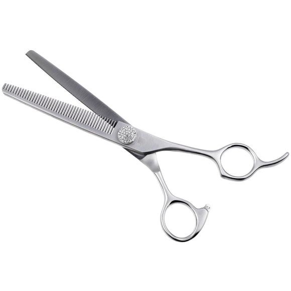 Jargem Mat Brilliant Blenders 6.5" – Elegant Single-Sided Thinning Shears, Decorative Diamond Screw, 45 Teeth