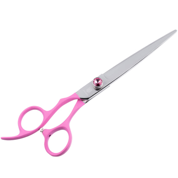 Jargem Pink Lefty Grooming Scissors 7" – Straight, Left-Handed, Ergonomic Handle Design
