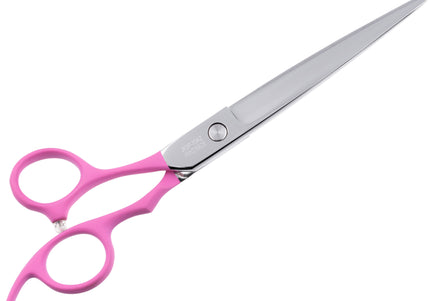 Jargem Pink Lefty Grooming Scissors 7" – Straight, Left-Handed, Ergonomic Handle Design