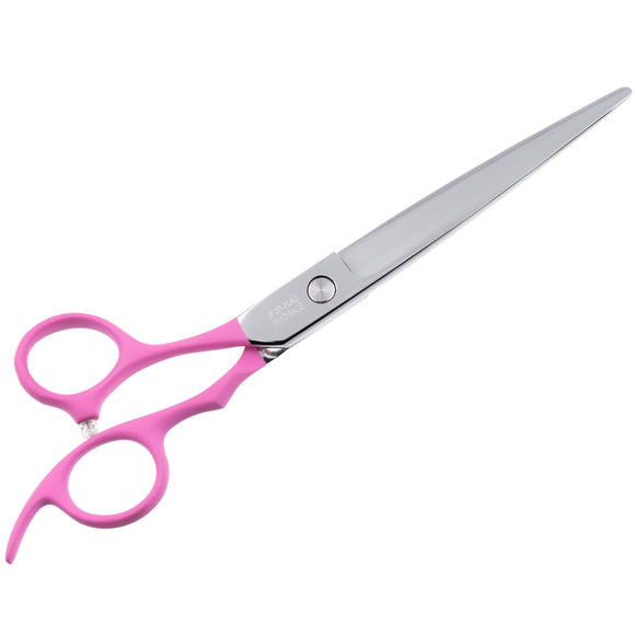 Jargem Pink Lefty Grooming Scissors 7" – Straight, Left-Handed, Ergonomic Handle Design